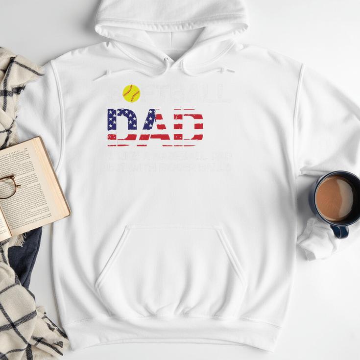 Softball Dad Like Baseball Dad But Bigger Balls Joke Premium Tri-Blend Men Hoodie