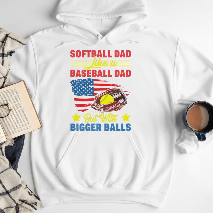 Softball Dad Like A Baseball Dad But With Bigger Balls Premium Men Hoodie
