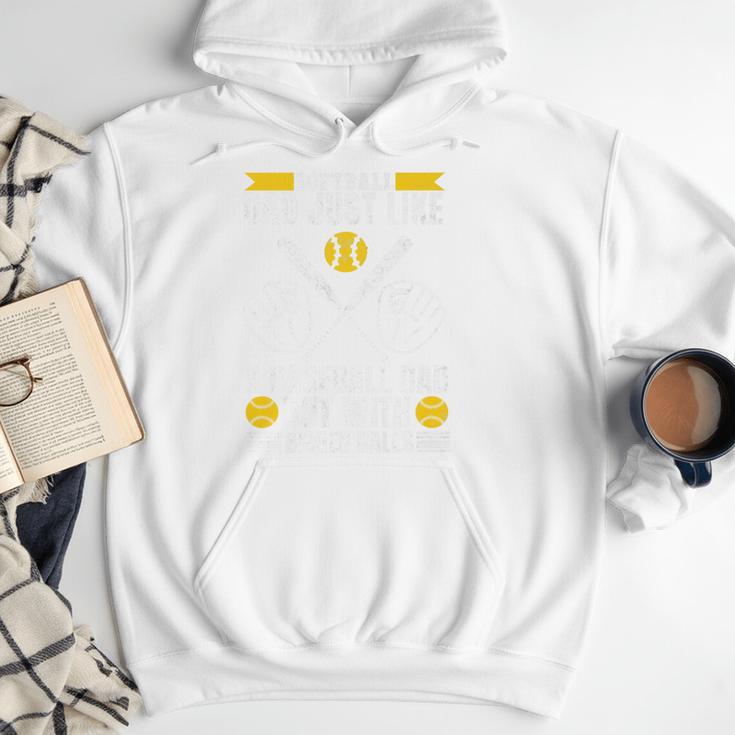 Softball Dad Like a Baseball Dad With Bigger Balls Softball Premium Men Hoodie Softball Dad Like a Baseball Dad With Bigger Balls Softball Premium Men Hoodie