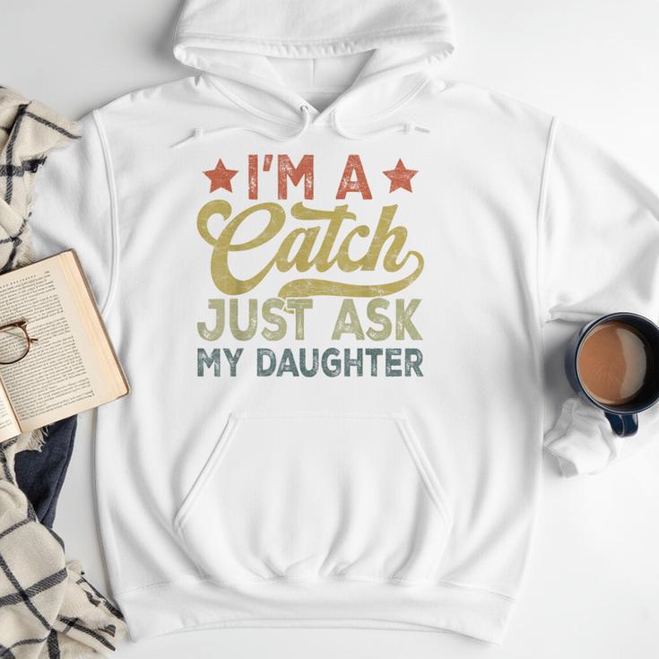 Vintage Baseball Dad Men I'm A Catch Just Ask My Daughter Men Hoodie