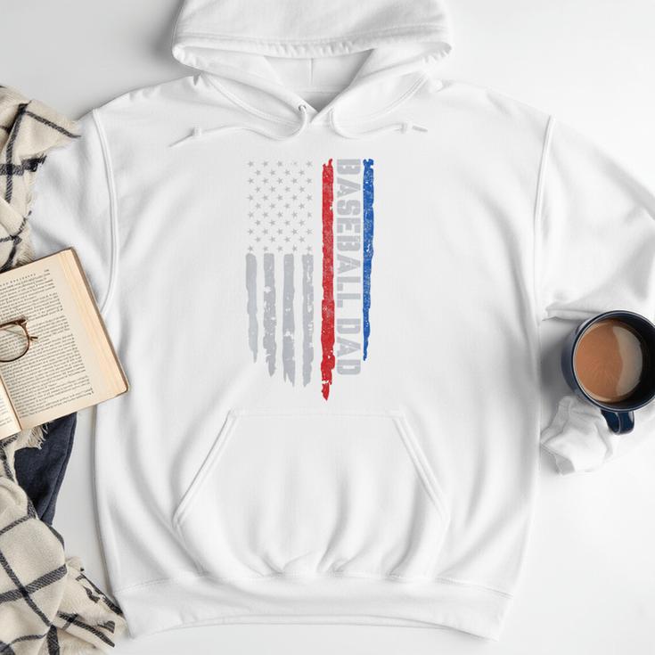Vintage Baseball US Flag Tee Baseball Dad Player Coach Premium Tri-Blend Men Hoodie