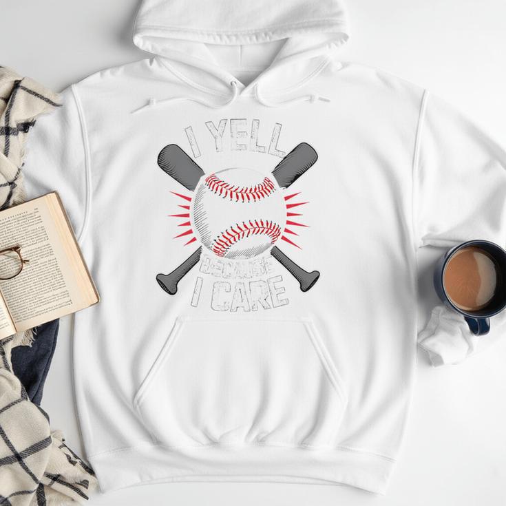 I Yell Because I Care Baseball Coach Baseball Dad Fan Premium Men Hoodie
