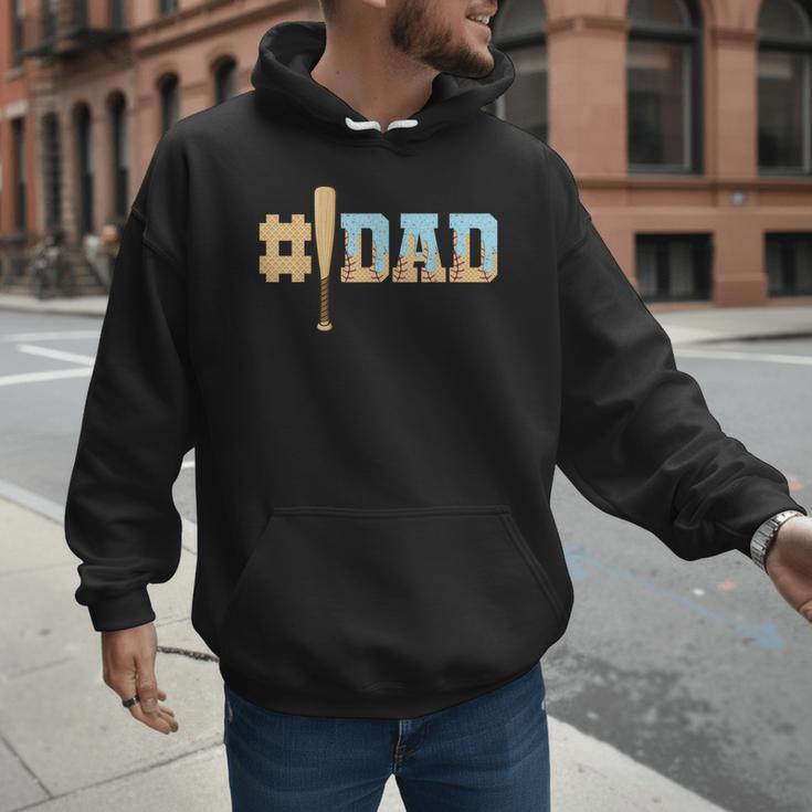 1 Dad Baseball Ice Cream Drip Fathers Day Baseball Daddy Men Hoodie