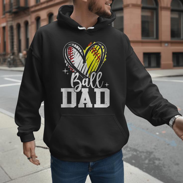Ball Dad Softball Baseball Dad Daddy Men Hoodie