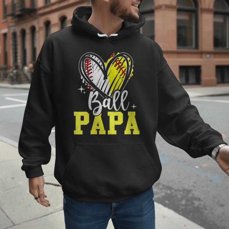 Ball Papa Softball Baseball Dad Daddy Men Hoodie