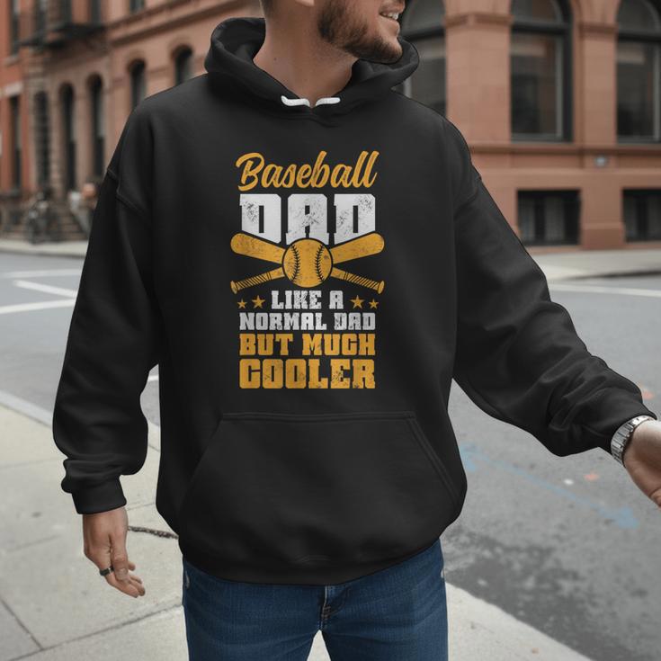 Baseball Dad Much Cooler Funny Softball And Baseball Game Men Hoodie