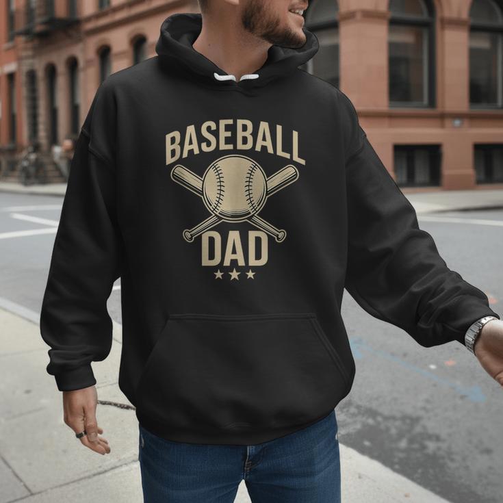 Baseball Dad Crossed Bats Cool Sports Fan Vintage Men Hoodie