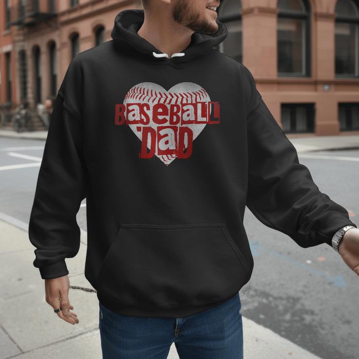 Baseball Dad Heart For Baseball Lovers Baseball Father's Day Men Hoodie