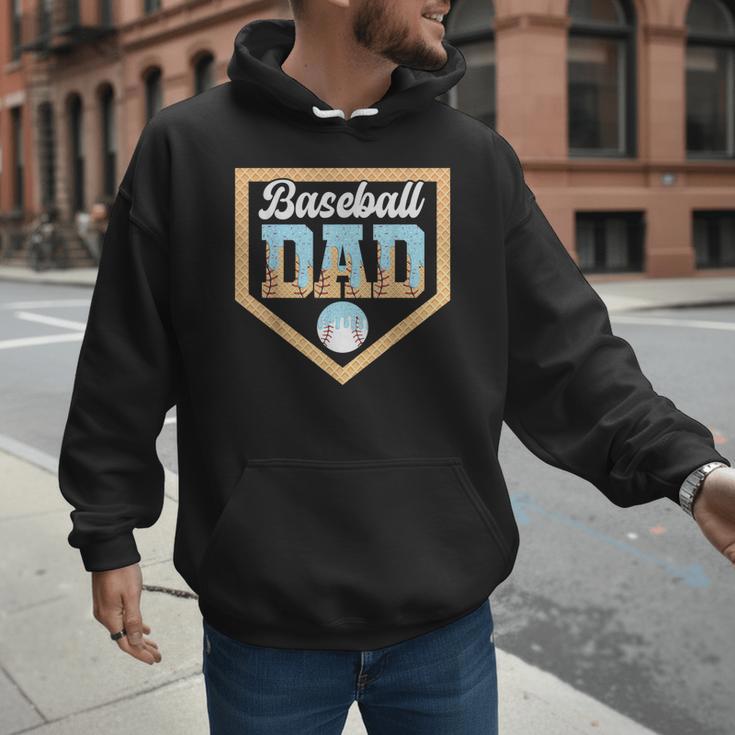 Baseball Dad Ice Cream Drip Home Plate Cool Fathers Day Men Hoodie Baseball Dad Ice Cream Drip Home Plate Cool Fathers Day Men Hoodie