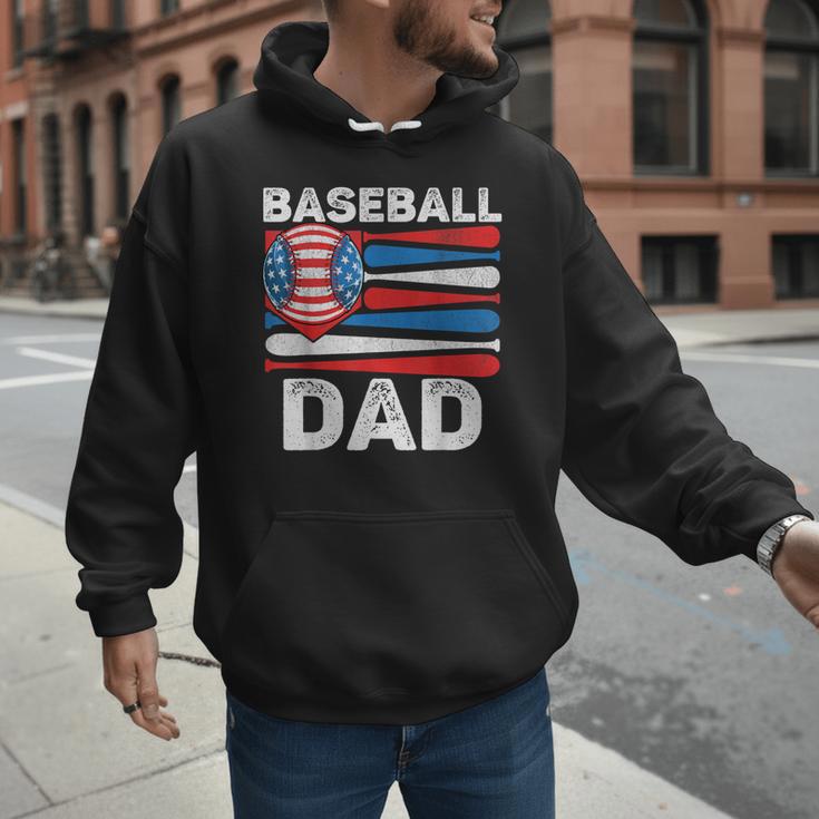 Baseball Dad For Men American Flag 4th Of July Fathers Day Men Hoodie Baseball Dad For Men American Flag 4th Of July Fathers Day Men Hoodie