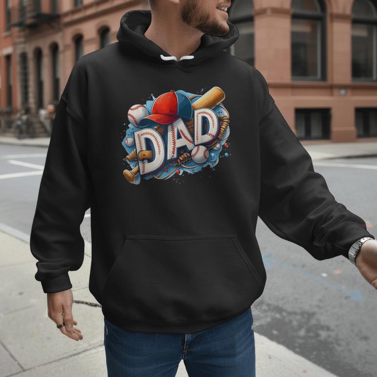 Baseball Dad Sports Fan Father Dada Men Baseball Fathers Day Men Hoodie