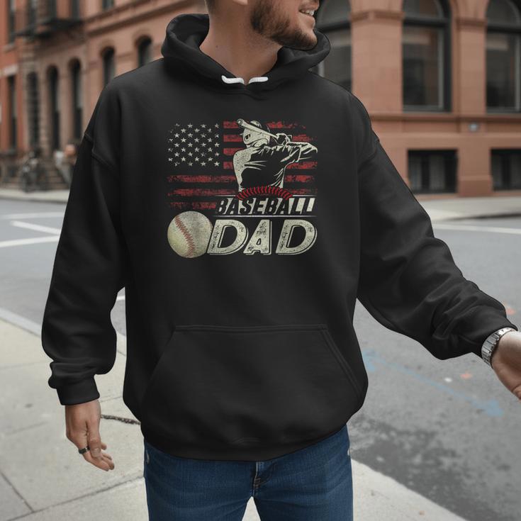 Baseball Dad US Flag For Dad Men Patriotic Fathers Day Men Hoodie Baseball Dad US Flag For Dad Men Patriotic Fathers Day Men Hoodie