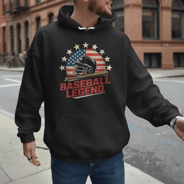 Baseball Dad USA Flag Men Hoodie
