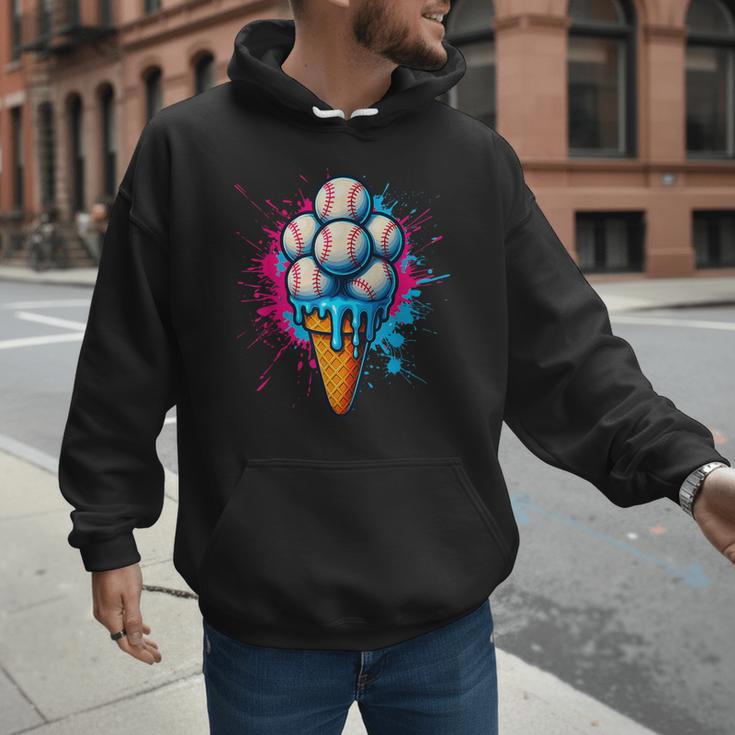 Baseball Ice Cream Drip Baseball Dad Sports Fan Youth Boys Men Hoodie Baseball Ice Cream Drip Baseball Dad Sports Fan Youth Boys Men Hoodie