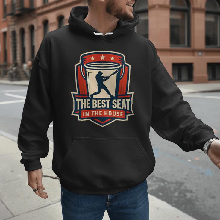 The Best Seat In The House Bucket Dad Baseball Dad Men Hoodie