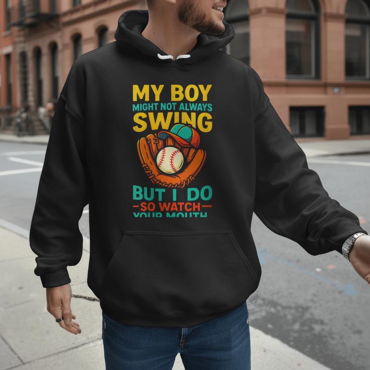 My Boy Might Not Always Swing Baseball Dad Sports Men Hoodie My Boy Might Not Always Swing Baseball Dad Sports Men Hoodie