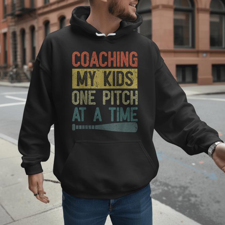 Coaching My Kids One Pitch At A Time Vintage Baseball Dad Men Hoodie Coaching My Kids One Pitch At A Time Vintage Baseball Dad Men Hoodie