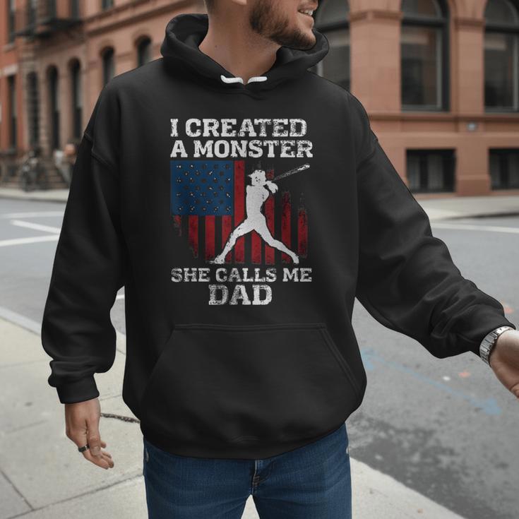 I Created Monster She Calls Me Dad Baseball Dad Men Hoodie