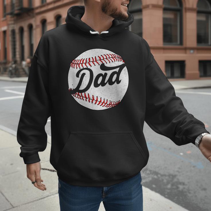 Dad Baseball Ball Vintage Groovy Baseball Daddy Fathers Day Men Hoodie Dad Baseball Ball Vintage Groovy Baseball Daddy Fathers Day Men Hoodie