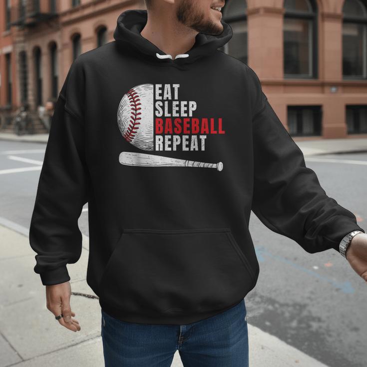 Eat Sleep Baseball Repeat Humor Baseball Dad Players Men Hoodie