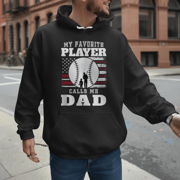 My Favorite Player Calls Me Dad Cool Baseball Dad Tee Men Hoodie