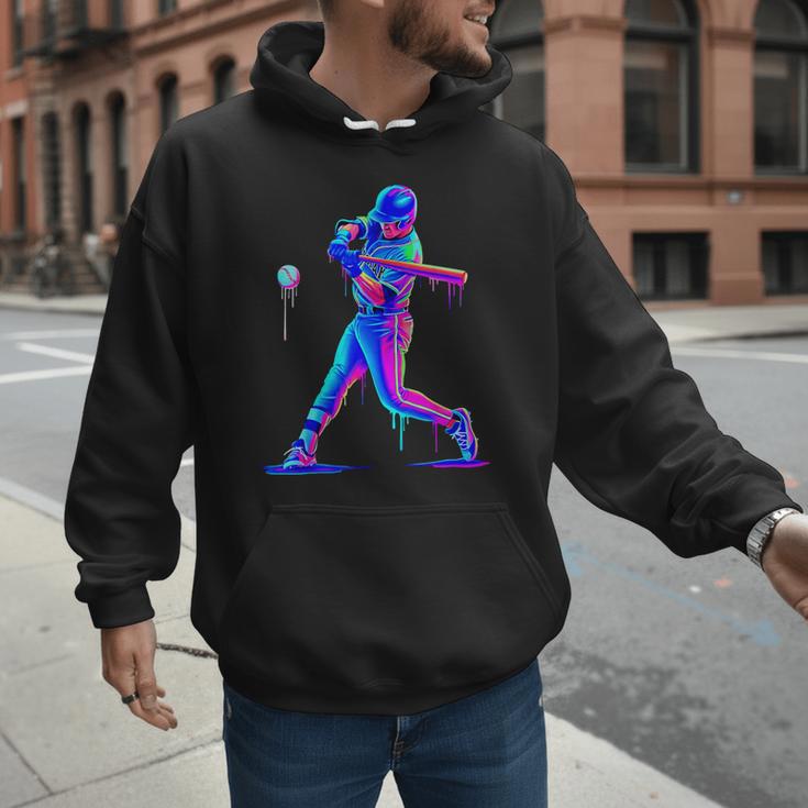 Ice Cream Drip Melting Baseball Bat Player Baseball Dad Men Hoodie