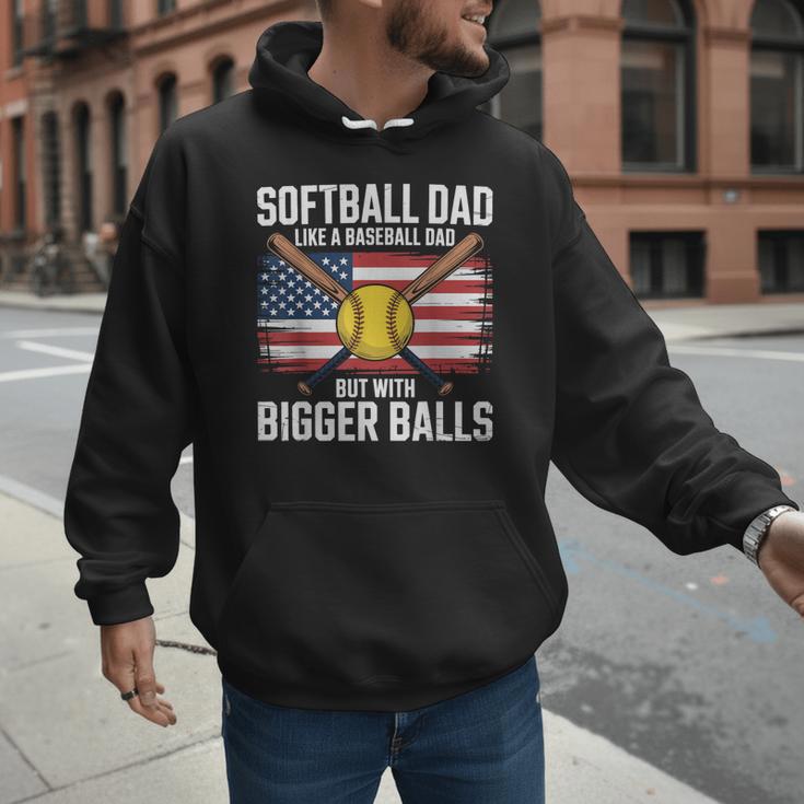 Softball Dad Like A Baseball Dad With Bigger Balls Sport Dad Men Hoodie Softball Dad Like A Baseball Dad With Bigger Balls Sport Dad Men Hoodie