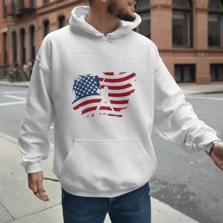 Baseball DAD American Flag Patriotic Father's Day Premium Men Hoodie