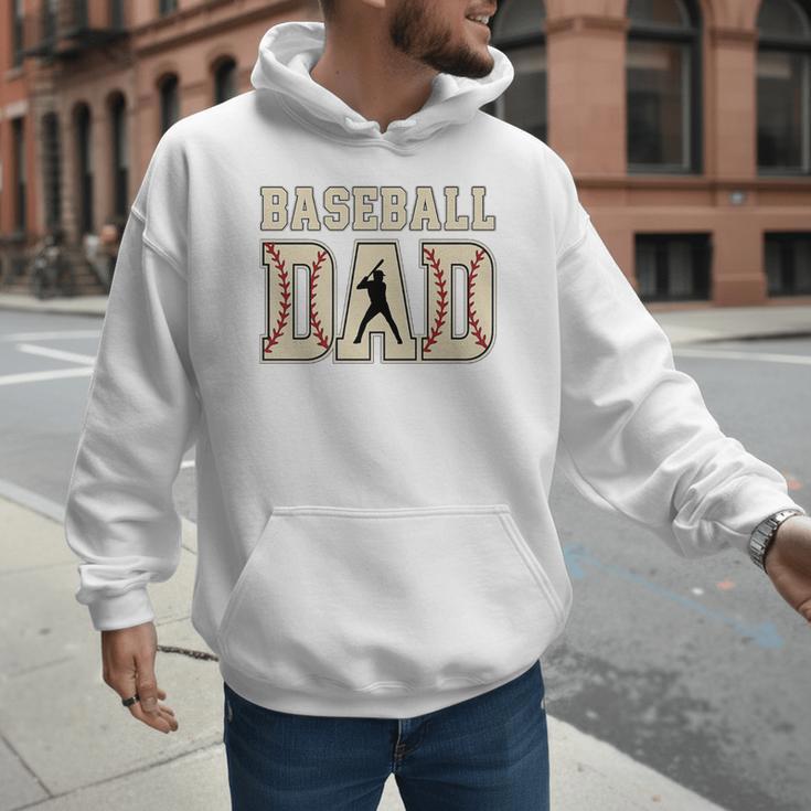 Baseball Dad Distressed Bold Stitch Graphic Sports Father Premium Men Hoodie