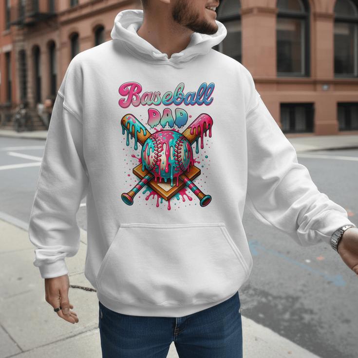Baseball Dad Game Day Vibes Ice Cream Drip Baseball Daddy Men Hoodie