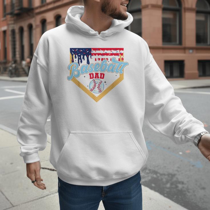 Baseball Dad Ice Cream Drip Father American Flag 4th Of July Men Hoodie Baseball Dad Ice Cream Drip Father American Flag 4th Of July Men Hoodie