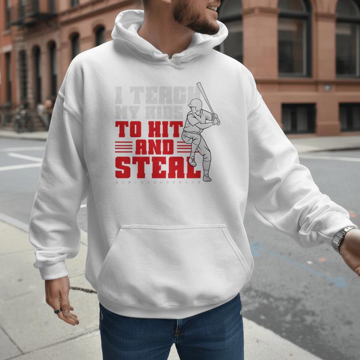 Baseball Dad Teach Kids Hit And Steal Softball Game Premium Tri-Blend Men Hoodie Baseball Dad Teach Kids Hit And Steal Softball Game Premium Tri-Blend Men Hoodie