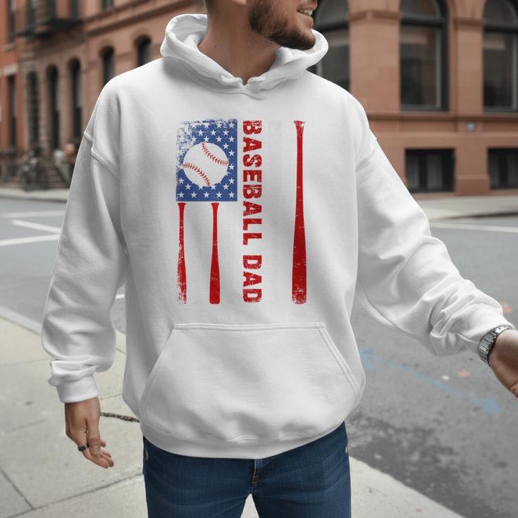Baseball Dad USA American Flag Father's Day 4th Of July Premium Men Hoodie Baseball Dad USA American Flag Father's Day 4th Of July Premium Men Hoodie