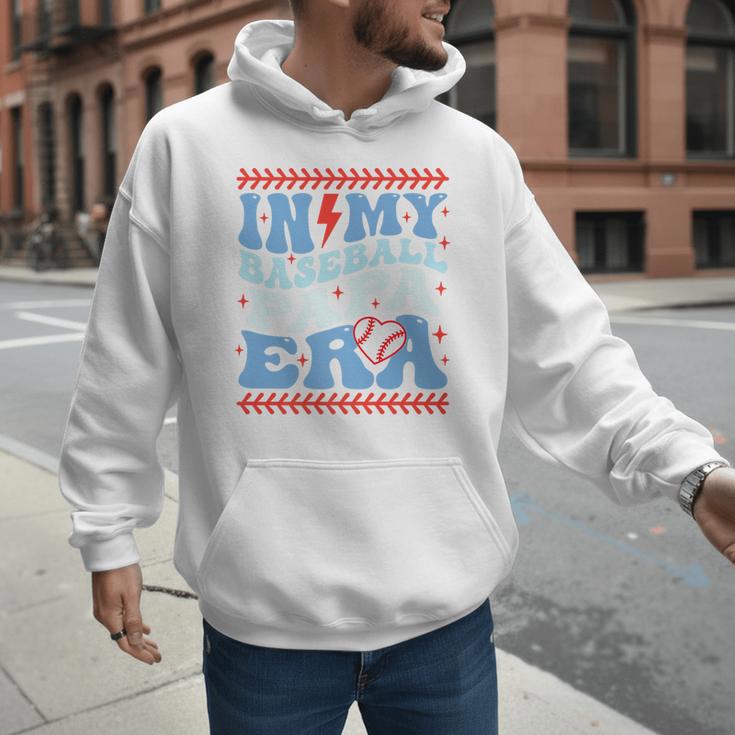 In My Baseball Papa Era Groovy Baseball Dad Family Matching Premium Men Hoodie