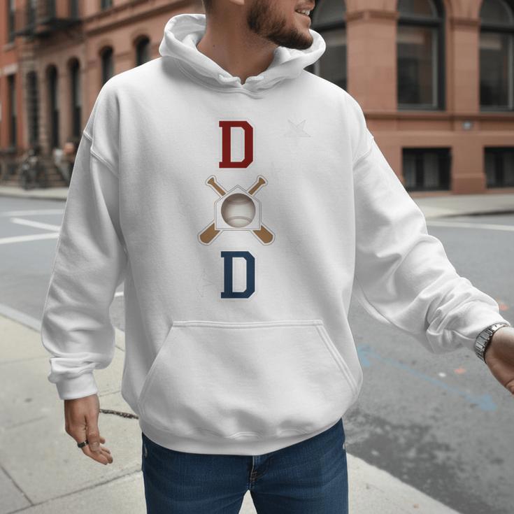 Patriotic Baseball Dad Father's Day Red Blue Star Premium Men Hoodie