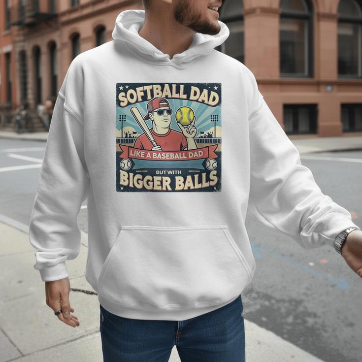 Softball Dad Like a Baseball Dad With Bigger Balls Gift Men Premium Men Hoodie