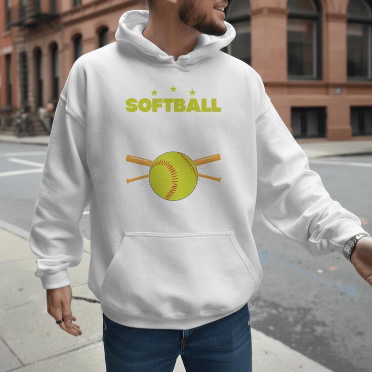 Softball Dad Just Like A Baseball Dad Player Premium Men Hoodie