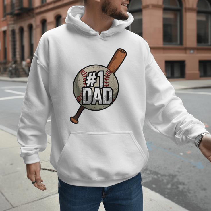 Vintage 1 Baseball Dad Daddy Father's Day Son And Daughter Men Hoodie