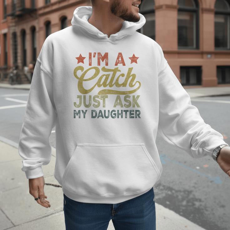 Vintage Baseball Dad Men I'm A Catch Just Ask My Daughter Men Hoodie