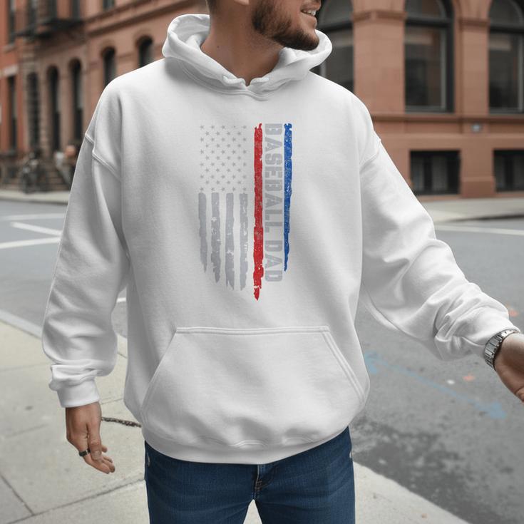 Vintage Baseball US Flag Tee Baseball Dad Player Coach Premium Tri-Blend Men Hoodie