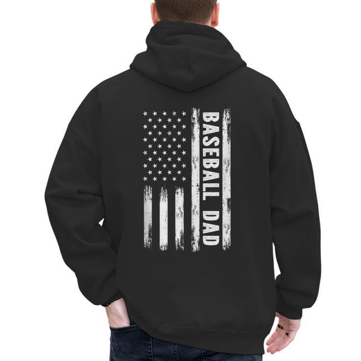 Baseball Dad American Flag Grunge Retro Vintage Father Men's Hoodie Back Print