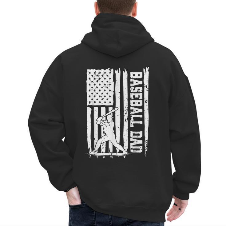 Baseball Dad American Flag Papa Daddy Happy Father's Day Men's Hoodie Back Print