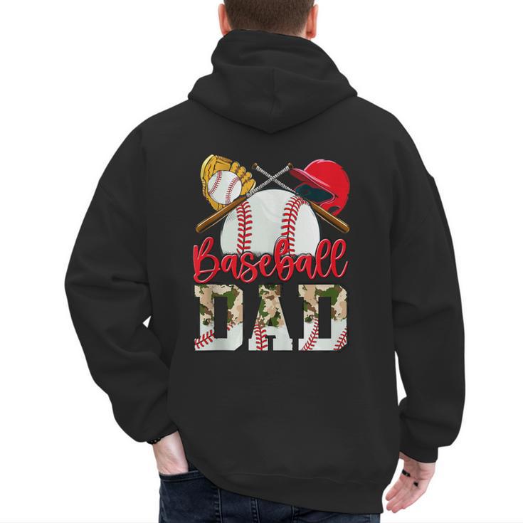 Baseball Dad Camo Husband Fathers Day Player Coach Dad Son Men's Hoodie Back Print