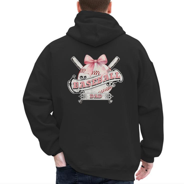 Baseball Dad With Coquette Cute Bow Sport Season Men's Hoodie Back Print