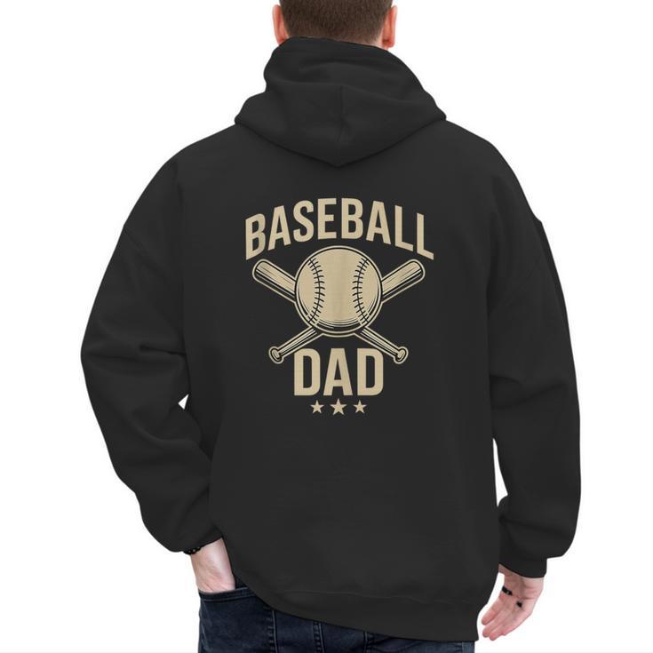 Baseball Dad Crossed Bats Cool Sports Fan Vintage Men's Hoodie Back Print