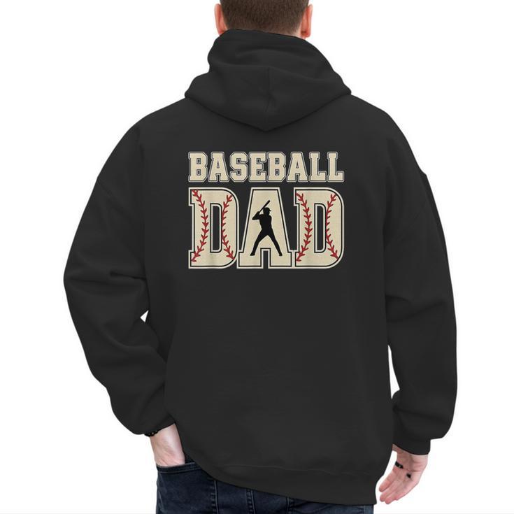 Baseball Dad Distressed Bold Stitch Graphic Sports Father Men's Hoodie Back Print