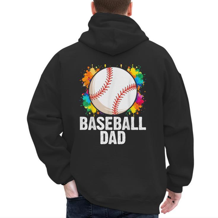 Baseball Dad Fathers Day For Daddy Papa Father Men's Hoodie Back Print