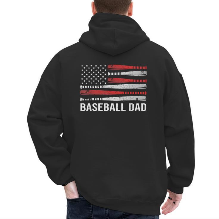 Baseball Dad Father's Day US Flag Baseball Men's Hoodie Back Print