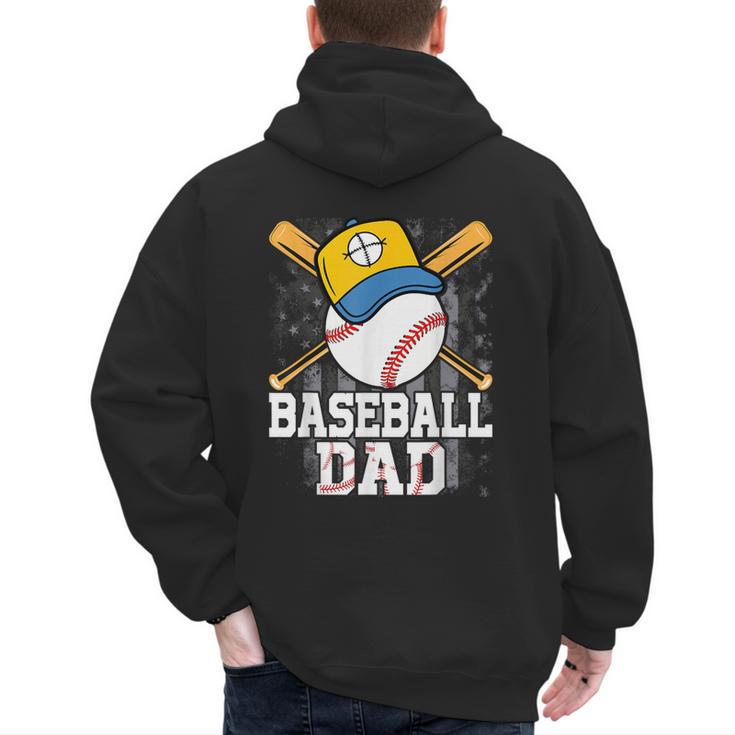 Baseball Dad Happy Fathers Day For Men Boys Kids Men's Hoodie Back Print