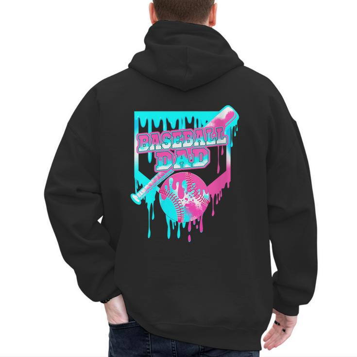 Baseball Dad Home Plate Ice Cream Drip Father's Day Men's Hoodie Back Print